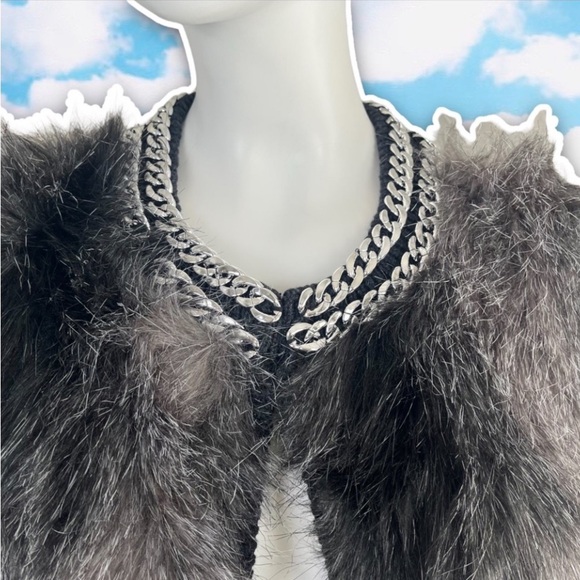 NWT JENNIFER LOPEZ Modern Bohemia Vegan Faux Fur Rib Knit Open Sweater Vest Boho - Picture 3 of 14